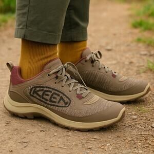 Keen Terradora II Waterproof Hiking Shoes Women’s 8 Taupe Burgundy KEEN.DRY